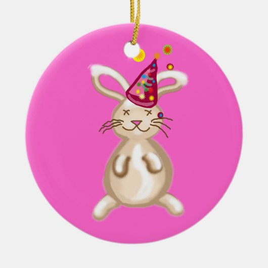 Bunny-kerstfeest Keramisch Ornament (Voorkant)