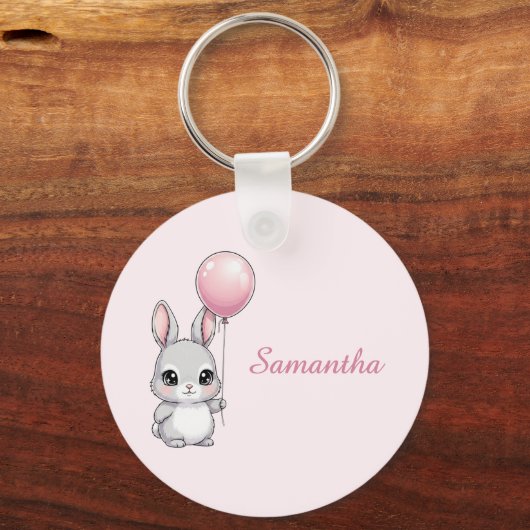 Bunny key Chain, Any Name, Girl, Boy Kid Sleutelhanger (Voorkant)