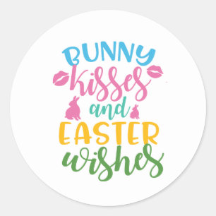 Bunny kisses and Easter wenst Holiday Ronde Sticker
