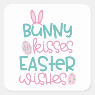 bunny kisses Easter wenst Vierkante Sticker