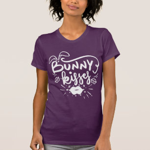 Bunny Kisses White Script Quote Easter T-Shirt