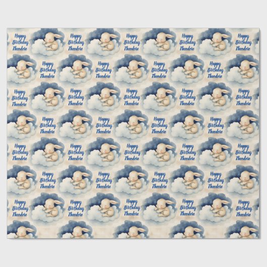Bunny konijn gepersonaliseerde jongens verjaardag cadeaupapier (Vlak)