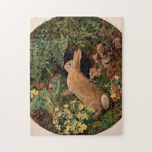 Bunny konijnenbloemen vergieten bosbouwhulp legpuzzel