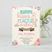 Bunny kusjes en paaswensen uitnodiging (Staand voorkant)