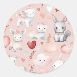 Bunny & Lamb Cupid Stickers – Watercolor Baby