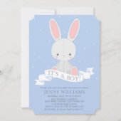 Bunny lapin farci Baby shower garçon Invitation (Devant)