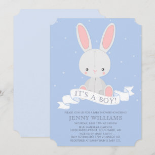 Bunny lapin farci Baby shower garçon Invitation