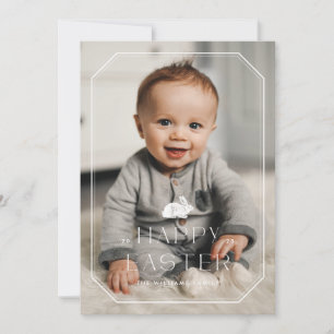 Bunny Lijst Paasfotokaart - wit Save The Date