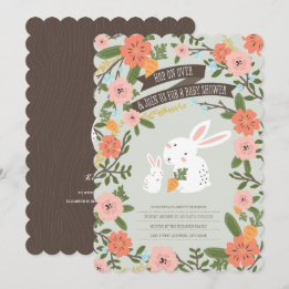 Bunny Love Baby shower Invite Kaart