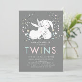 Bunny Love TWINS Baby shower Invitation (Debout devant)