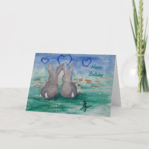 Bunny Lovin aceo Birthday Card Kaart