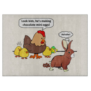 Bunny maakt chocoladepoep grappig cartoon snijplank