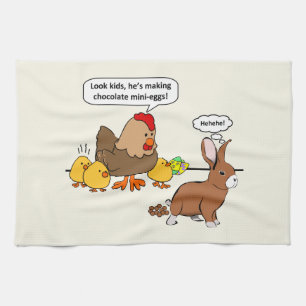 Bunny maakt chocoladepoep grappig cartoon theedoek