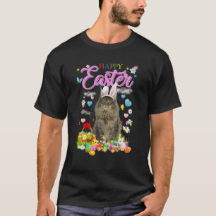 Bunny Maine Coon Cat Happy Paaseieren T-shirt