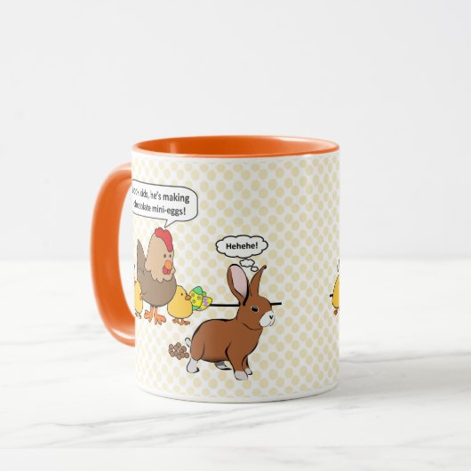 Bunny makes chocolate poop funny cartoon mok (Voorkant links)