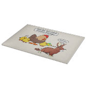 Bunny makes chocolate poop funny cartoon snijplank (Hoek)