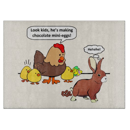 Bunny makes chocolate poop funny cartoon snijplank (Voorkant)