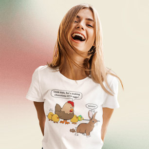 Bunny makes chocolate poop funny cartoon t-shirt