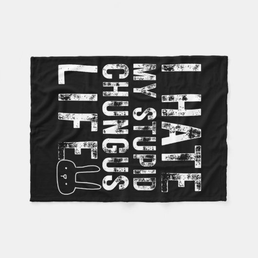 Bunny Meme I Hate My Stud Chungus Life  Fleece Deken (Voorkant (Horizontaal))