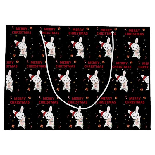 Bunny Merry Christmas Winter Animals Rabbit Groot Cadeauzakje (Achterkant)