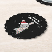Bunny Merry Christmas Winter Animals Rabbit Kartonnen Onderzetters (Gekanteld)