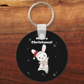 Bunny Merry Christmas Winter Animals Rabbit Sleutelhanger (Voorkant)