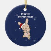 Bunny Merry Winter Animals Rabbits Ceram Keramisch Ornament (Voorkant)