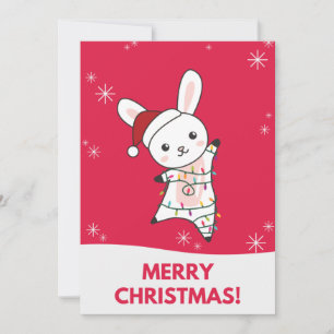 Bunny Merry Winter Animals Rabbits Holid Feestdagenkaart