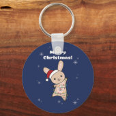Bunny Merry Winter Animals Rabbits Keych Sleutelhanger (Voorkant)
