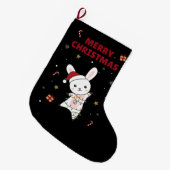 Bunny Merry Winter Animals Rabbits Large Grote Kerstsok (Voorkant (Hangend))