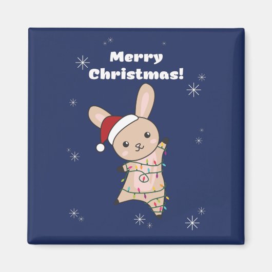 Bunny Merry Winter Animals Rabbits Magne Magneet (Voorkant)