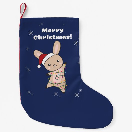 Bunny Merry Winter Animals Rabbits Small Kleine Kerstsok (Voorkant)