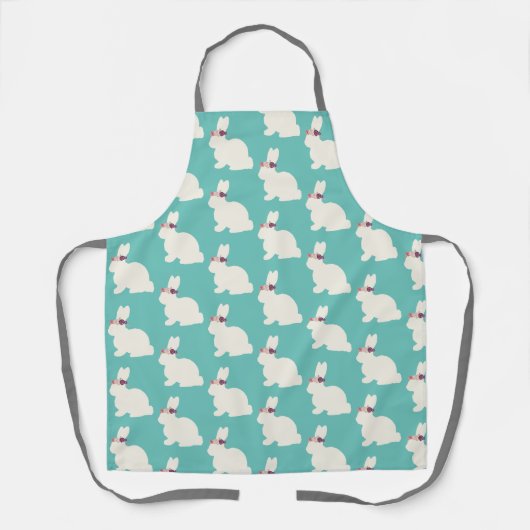 Bunny met bloemen overal boven Apron Schort (Voorkant)