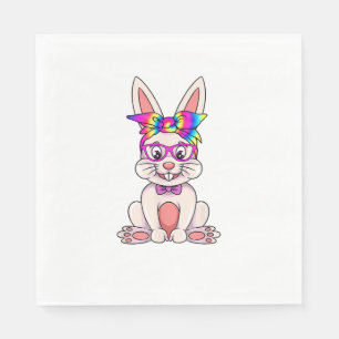 Bunny met bril en tie Dye Bandana Paashipp Servet
