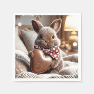 Bunny met chocolade hart servet