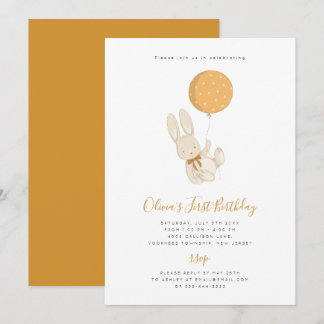 Bunny met een ballonvaardige uitnodiging