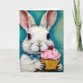 Bunny met een Cupcake Verjaardag Kaart (Voorkant)