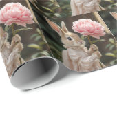 Bunny met een roze pioen cadeaupapier (Rol Hoek)