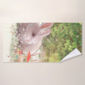Bunny met Flowers Badhanddoek (Badhanddoek)