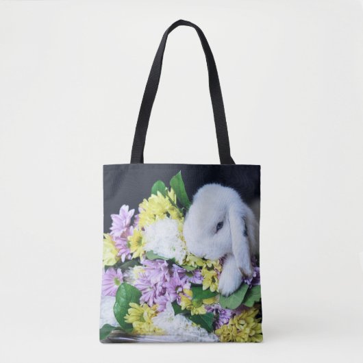 BUNNY MET FLOWERS CANVAS TAS (Voorkant)