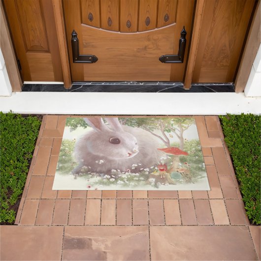 Bunny met Flowers Deurmat (Buiten)