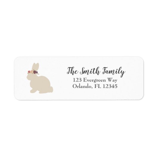 Bunny met Flowers Easter Return Address Label (Voorkant)