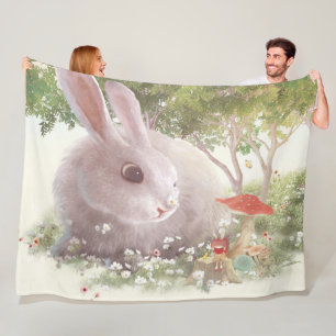 Bunny met Flowers Fleece Deken