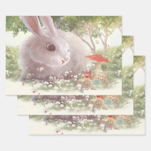 Bunny met Flowers Inpakpapier Vel