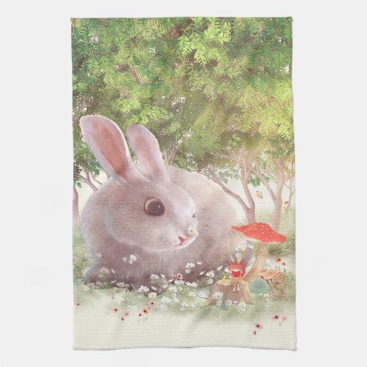 Bunny met Flowers Theedoek (Verticaal)