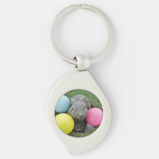 Bunny met gekleurde golfballen sleutelhanger (Voorkant)