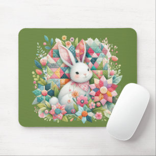 Bunny met Quilt en Bloemen Muismat
