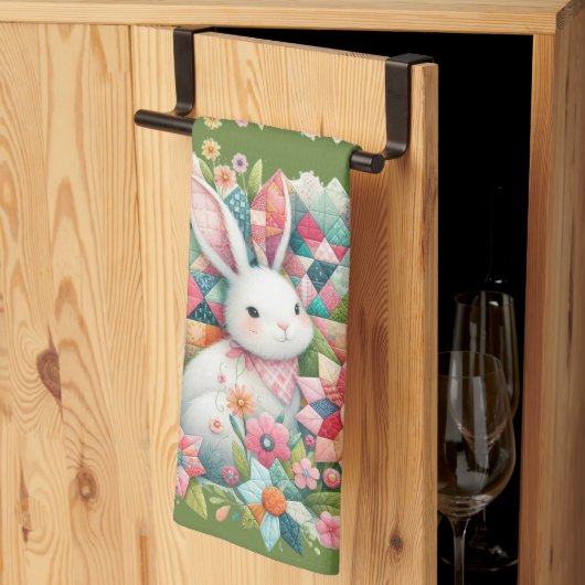 Bunny met Quilt en Bloemen Theedoek (Derde Gevouwen)