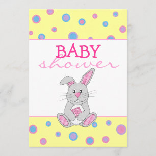 Bunny met roze Baby shower uitnodiging