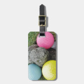 Bunny met roze blauw geel ei bagagelabel (Voorkant verticaal)